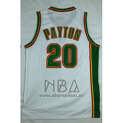 Camiseta Historic Retro Seattle SuperSonics Gary Payton NO 20 Blanco
